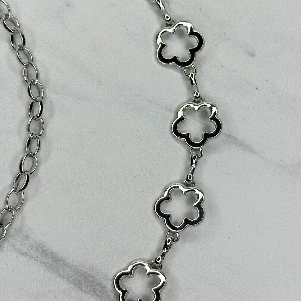 Silver Tone Boho Open Flower Concho Chain Belt Y2K One Size (OS) โจ - Picture 5 of 12